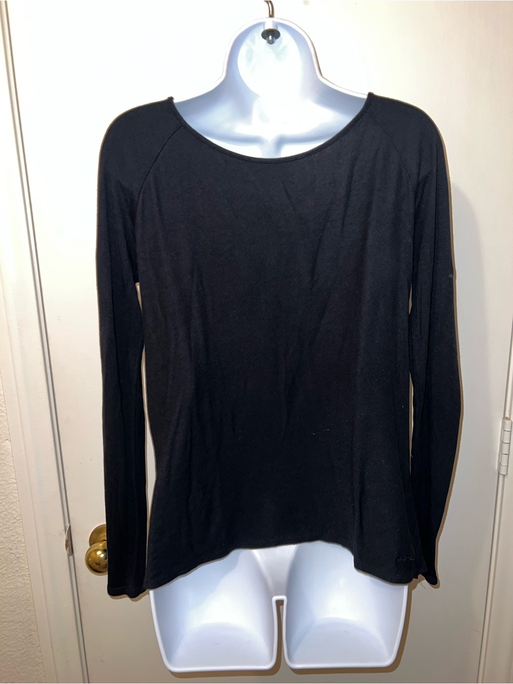 Longchamp Black Long-Sleeve Scoop Neck Top